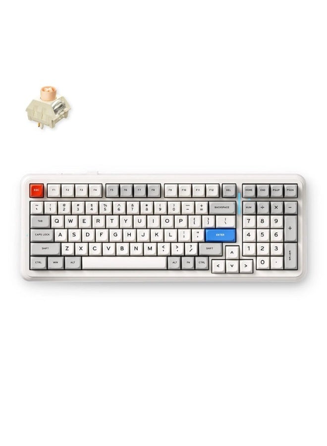 MCHOSE K99 V2 Wireless Gasket-Mount Mechanical Keyboard – Icy Creamsicle Switch, 98% Layout, Hot-Swap 3/5-Pin Switches, Tri-Mode, Dual-Shot PBT Keycaps, South-Facing RGB & Surround Lighting, 8000mAh Battery, Foam-Damped Cushion Typing, Retro White | MC-K99V2-11 - Image 1